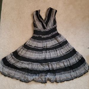 Max Studio Black Lace & White Striped Dress